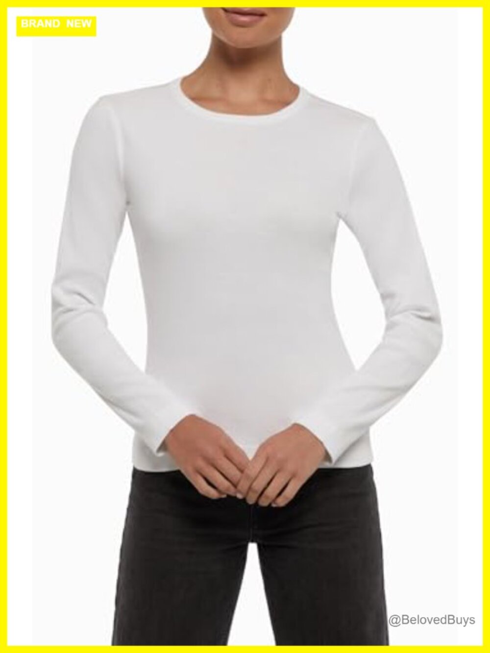 Three Dots Women's Crew Neck Long Sleeve Tee Slim Fit Top